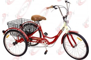6-Speed SHIMANO Shifter 24" 3-Wheel Adult Tricycle Bicycle Trike Cruise Bike/Rouge